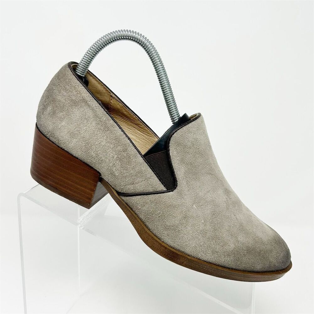 Sofft Women's Velina Gray Suede Block Heel Loafers Size 8.5 Casual Comfort